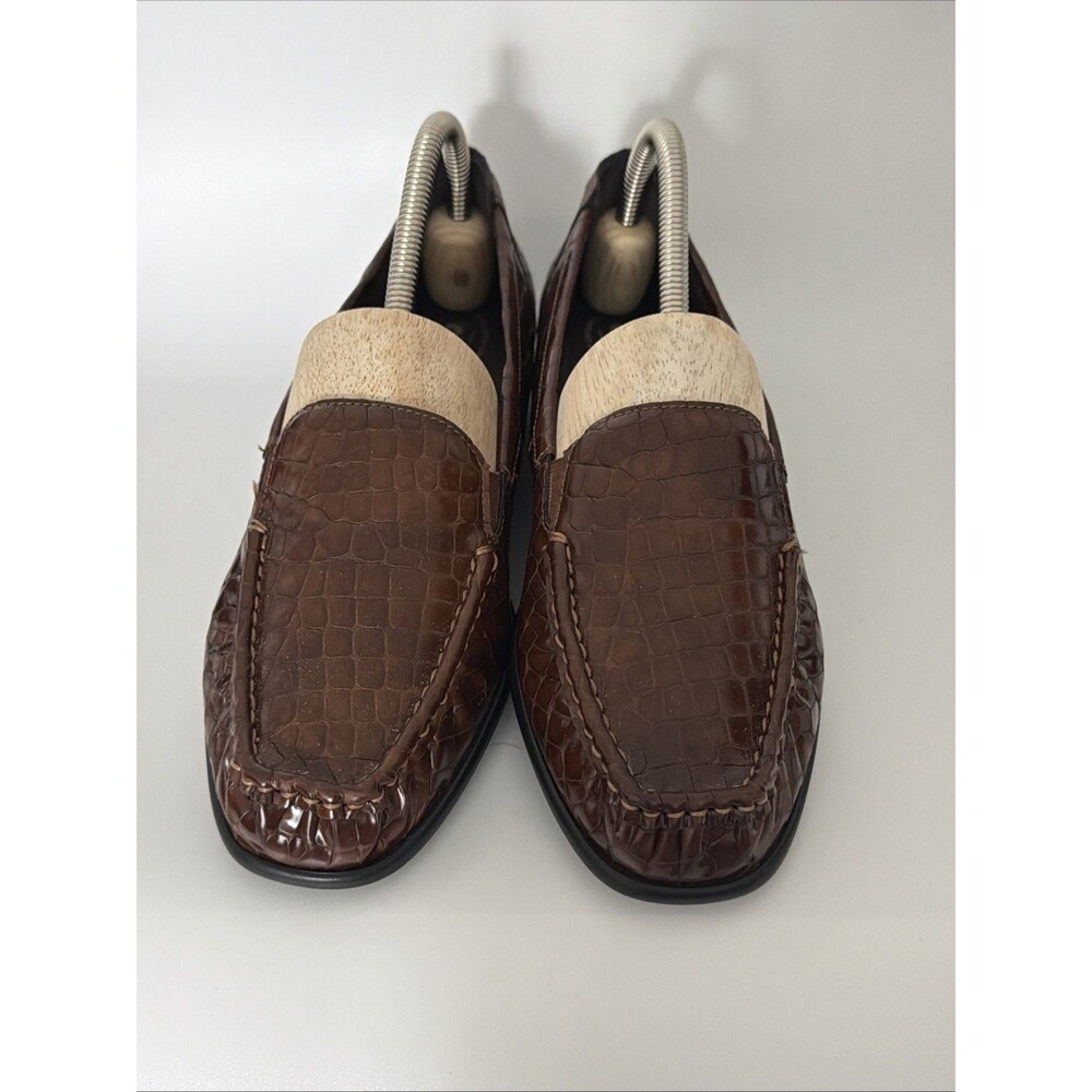 SAS Joy Slip On Loafers Croc Embossed Leather Womens Sz 8.5 M Brown Shoes NWOT - Picture 6 of 11